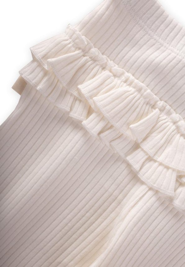 Ruffled Back Ribbed Leggings for 0-3 Years in Off-White