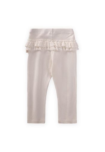 Ruffled Back Ribbed Leggings for 0-3 Years in Off-White