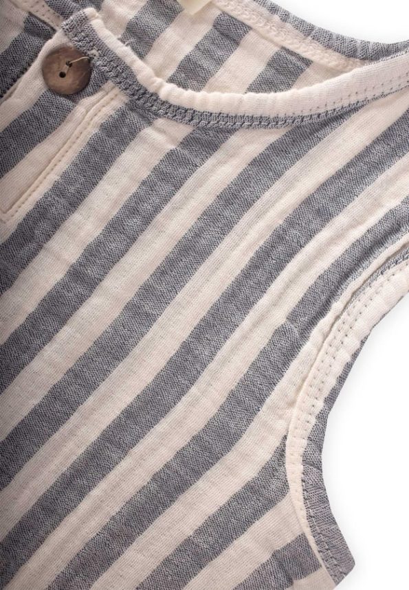 Muslin Baby Button-Up Set 0-5 Years Navy Striped