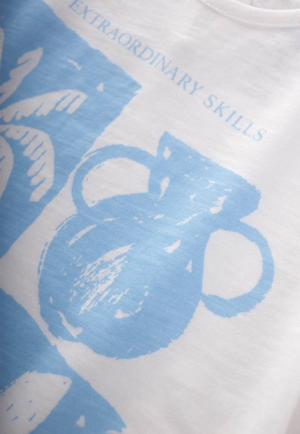 Calm Mood Printed T-Shirt for Ages 3-8 in Off-White