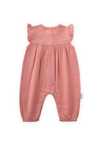 Organic Embroidered Muslin Romper 0-3 Years Peach