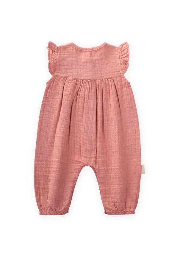 Organic Embroidered Muslin Romper 0-3 Years Peach