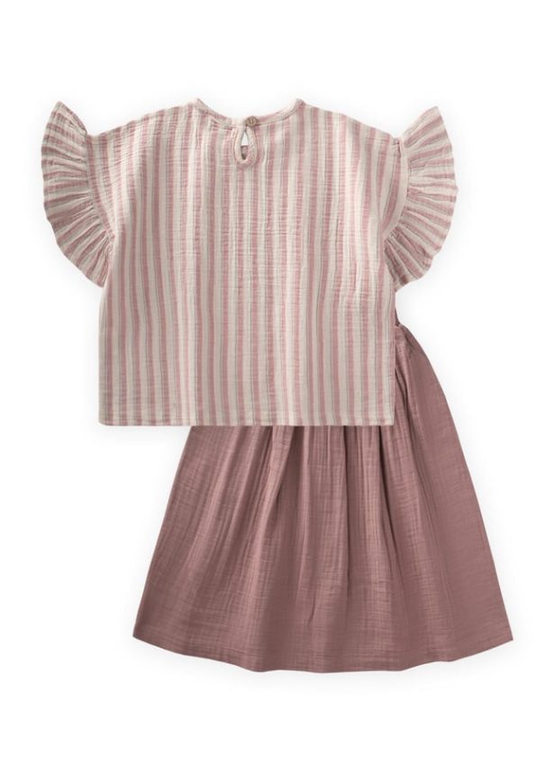 Muslin Skirted Blouse Set 2-8 Years Dusty Pink Striped