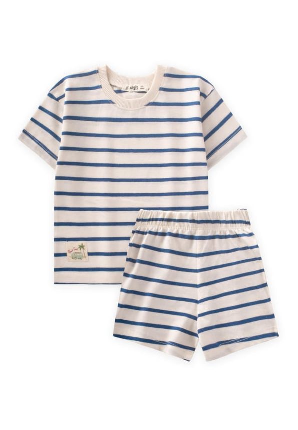 Striped Shorts Set for Ages 1-7 in Indigo Blue