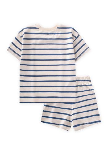 Striped Shorts Set for Ages 1-7 in Indigo Blue