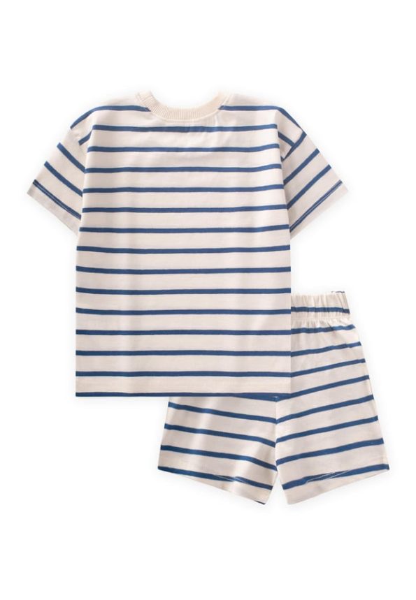 Striped Shorts Set for Ages 1-7 in Indigo Blue
