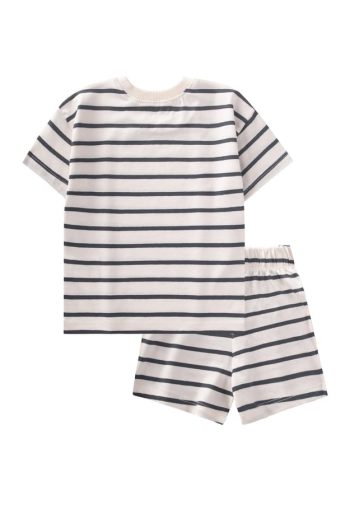 Striped Short Set for Ages 1-7 in Anthracite