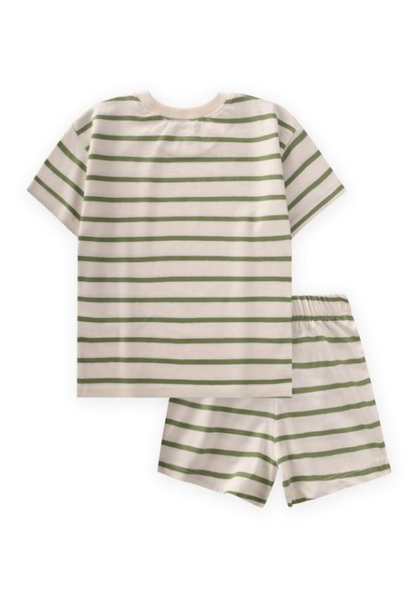 Striped Shorts Set for Ages 1-7 in Olive Green