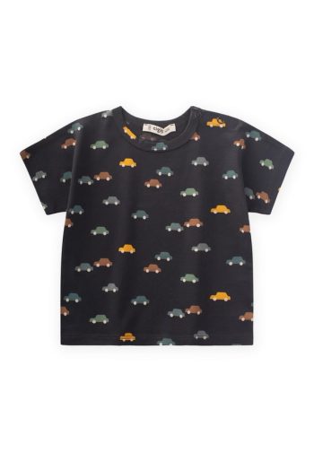 Car Patterned T-Shirt for Ages 1-5 in Anthracite