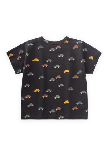 Car Patterned T-Shirt for Ages 1-5 in Anthracite