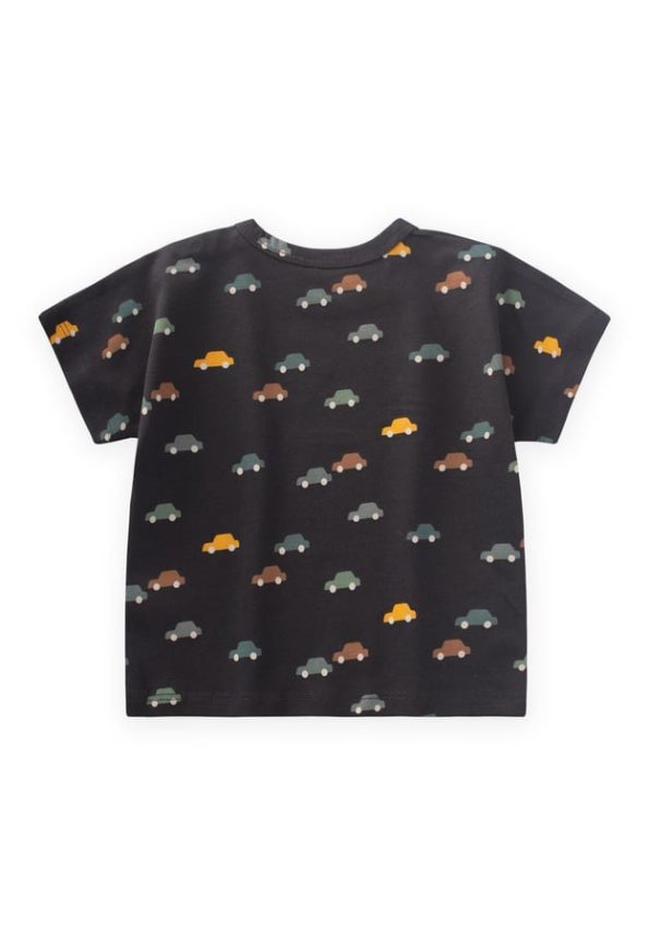 Car Patterned T-Shirt for Ages 1-5 in Anthracite