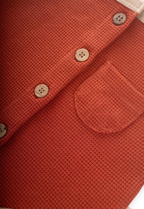 Waffle Bodysuit with Trim Details for Ages 0-3 in Terracotta