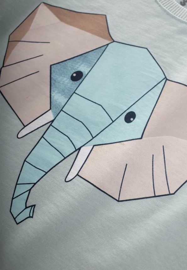 Abstract Elephant Print T-Shirt Set for Ages 2-8 Mint Green