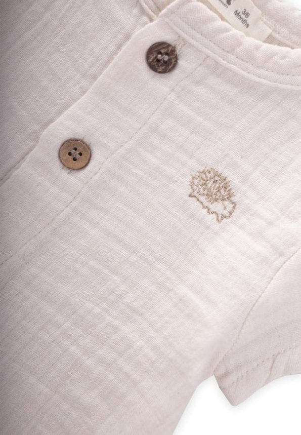 Organic Hedgehog Embroidered Muslin Set 0-5 Years Ecru