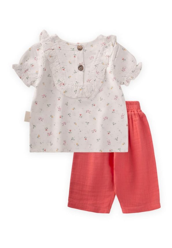Floral Printed Baby Set 0-3 Years Cream