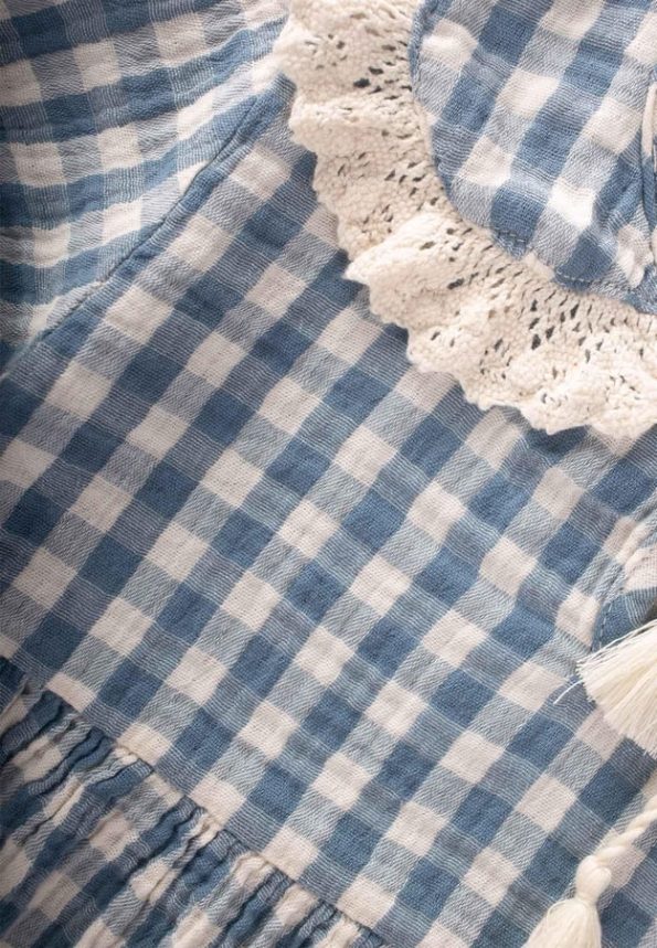 Plaid Collared Dress for Ages 2-10 in Indigo Blue