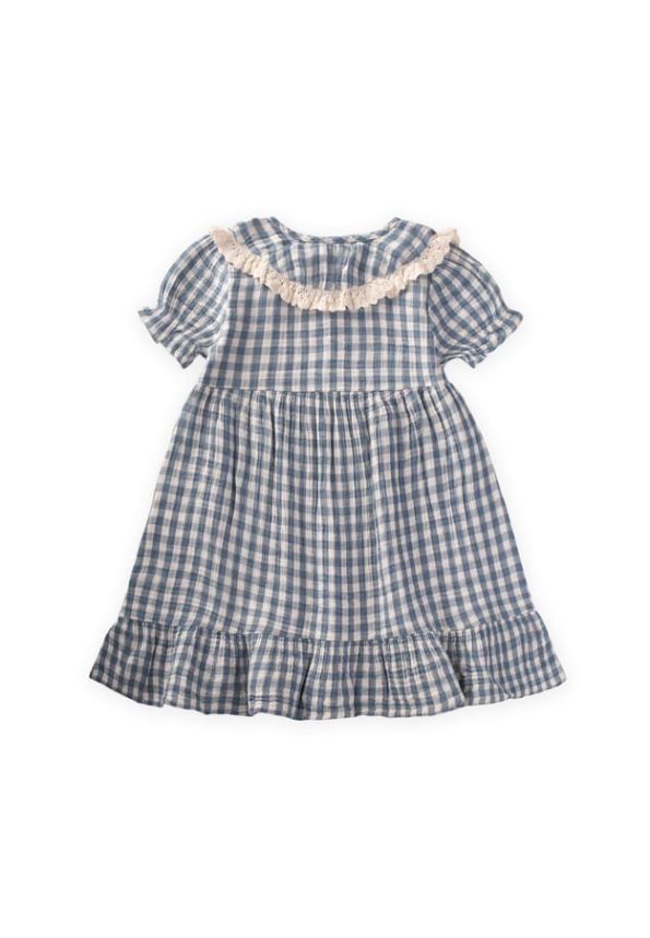 Plaid Collared Dress for Ages 2-10 in Indigo Blue