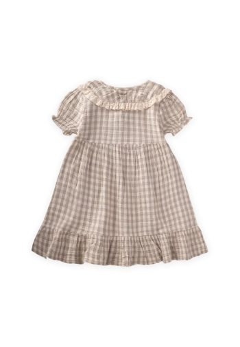 Checked Collar Dress for Ages 2-10 in Mink