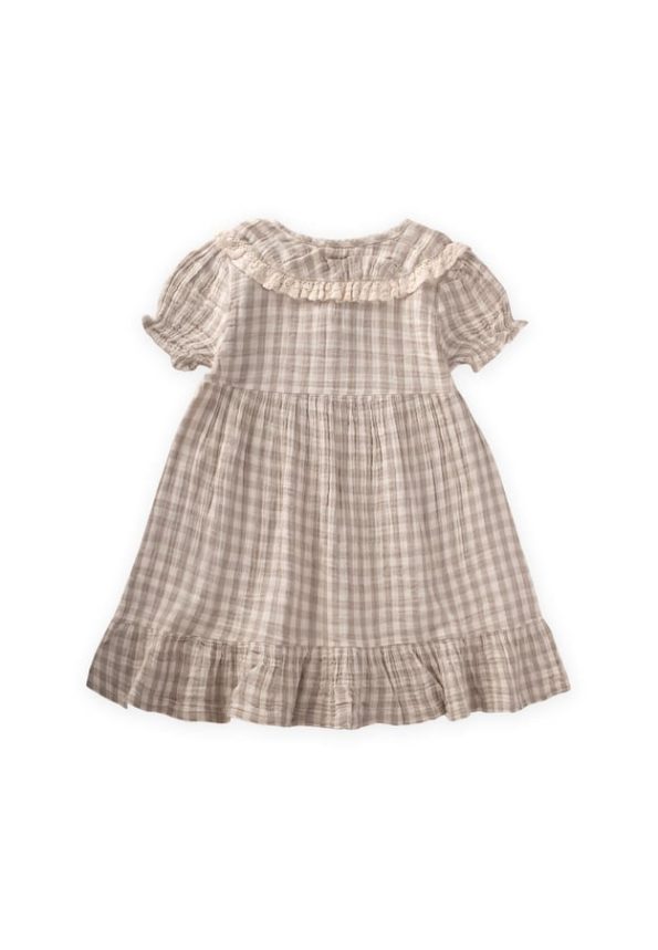 Checked Collar Dress for Ages 2-10 in Mink