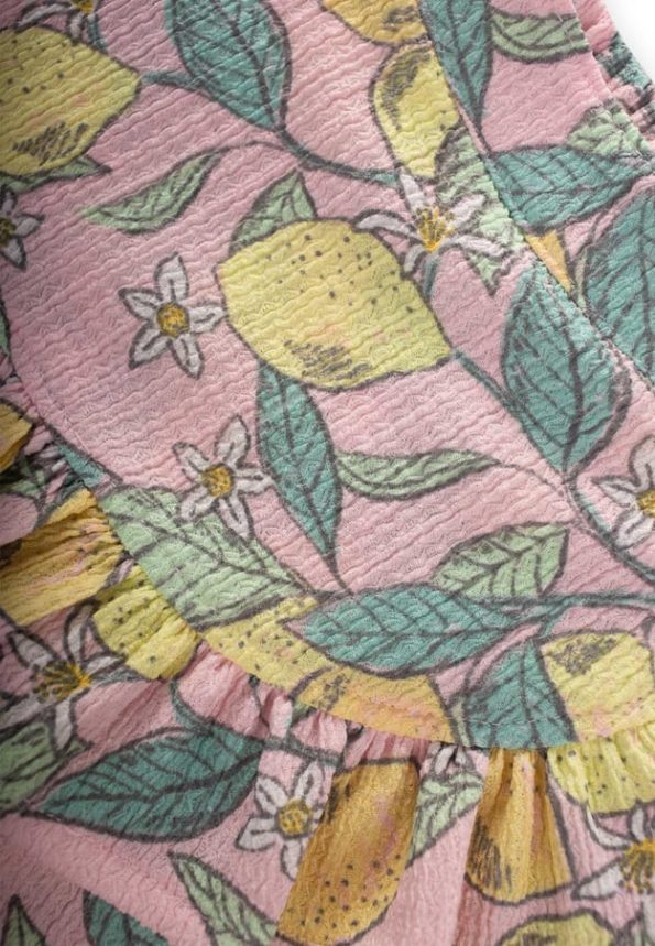 Lemon Print Ruffled Shorts 1-5 Years Light Pink