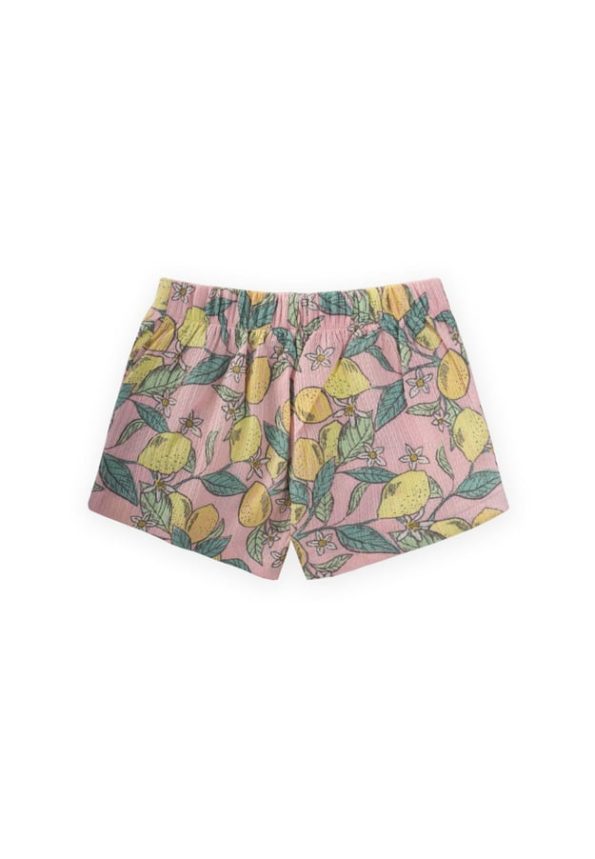 Lemon Print Ruffled Shorts 1-5 Years Light Pink