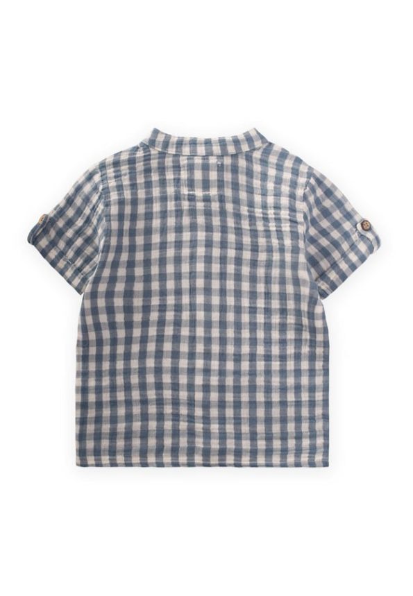 Checked Pattern Shirt for Ages 1-8 Indigo Blue