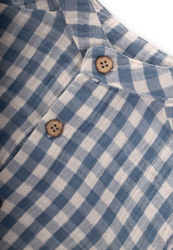 Checked Pattern Shirt for Ages 1-8 Indigo Blue
