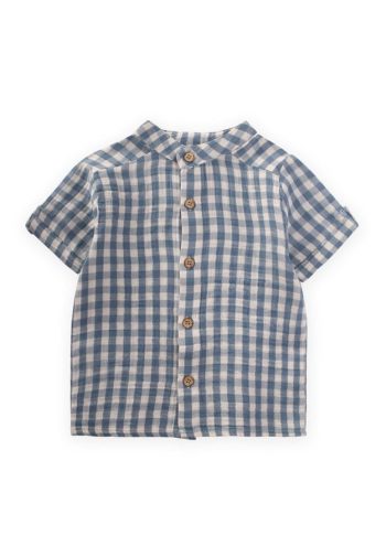 Checked Pattern Shirt for Ages 1-8 Indigo Blue