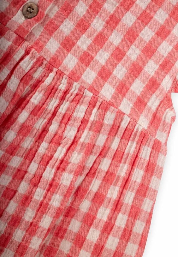 Coral Checkered Dress for Ages 1-8