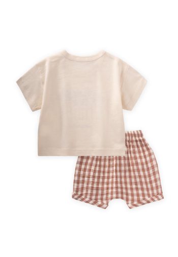 Palm Print Muslin Short Set for Ages 0-3 Beige