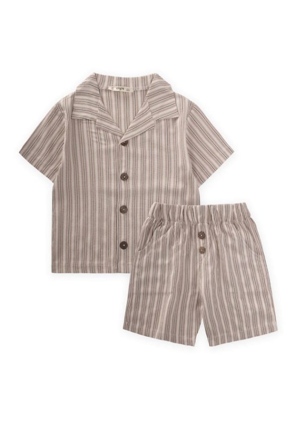 Waffle Shirt and Capri Set Beige for Ages 2-10