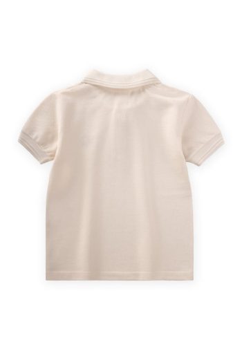 Textured Polo Collar T-Shirt for Ages 2-10 in Ecru