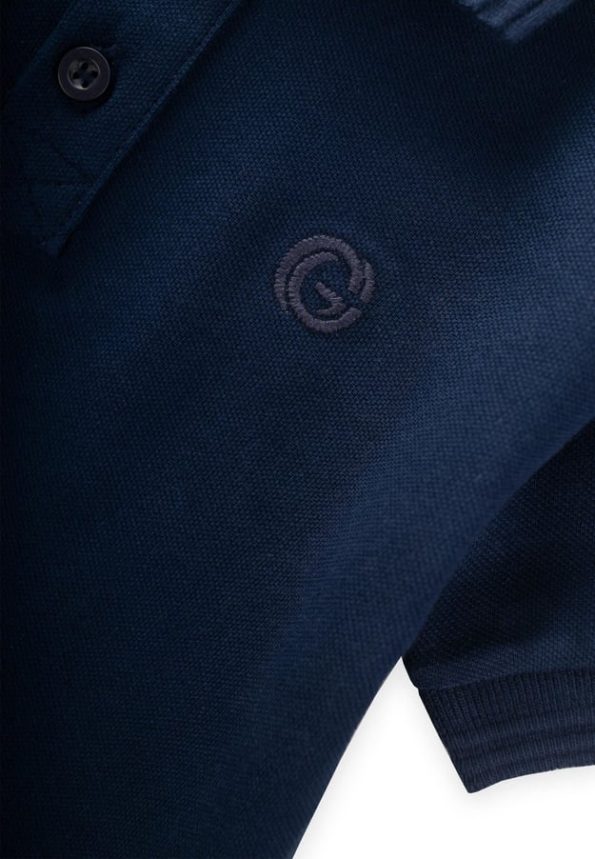 Textured Polo Collar T-Shirt for Ages 2-10 in Navy Blue