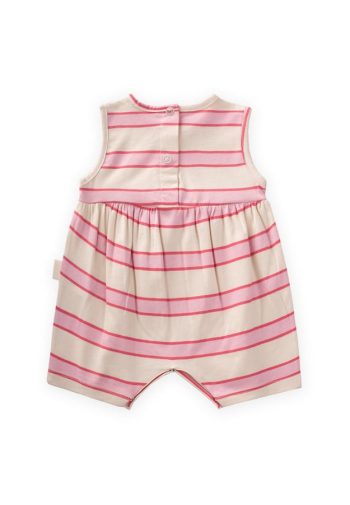 Wide Striped Romper for Ages 0-3 in Pink and Fuchsia