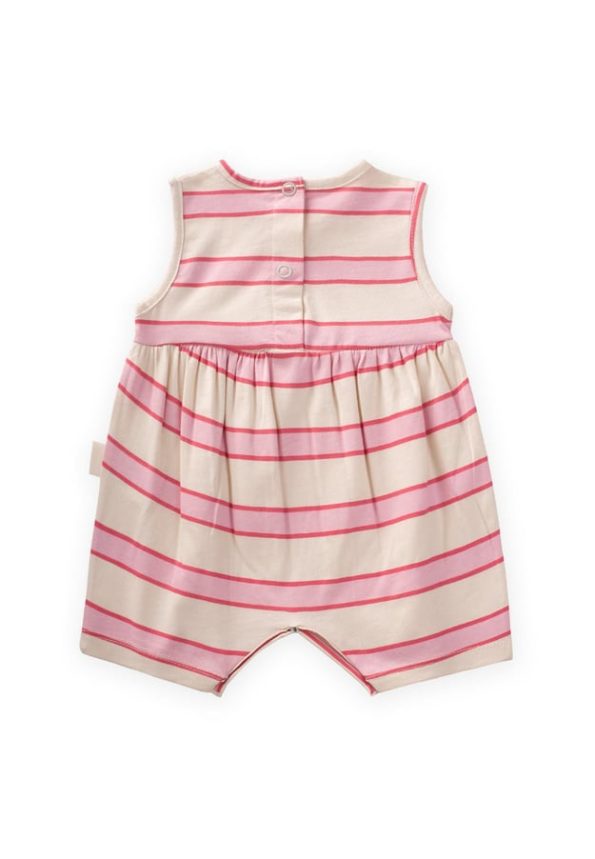 Wide Striped Romper for Ages 0-3 in Pink and Fuchsia