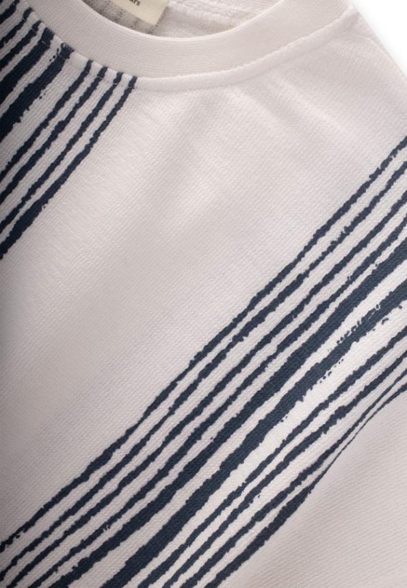 Oversized Striped T-Shirt Set for Ages 2-9 in Ecru and Navy