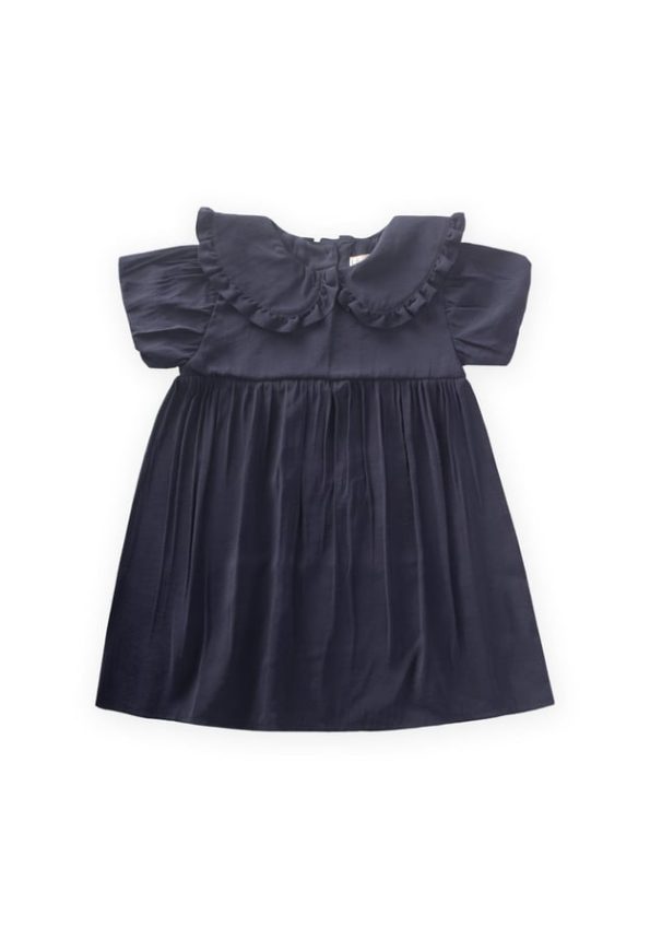 Collared Modal Dress for Ages 2-10 Navy Blue