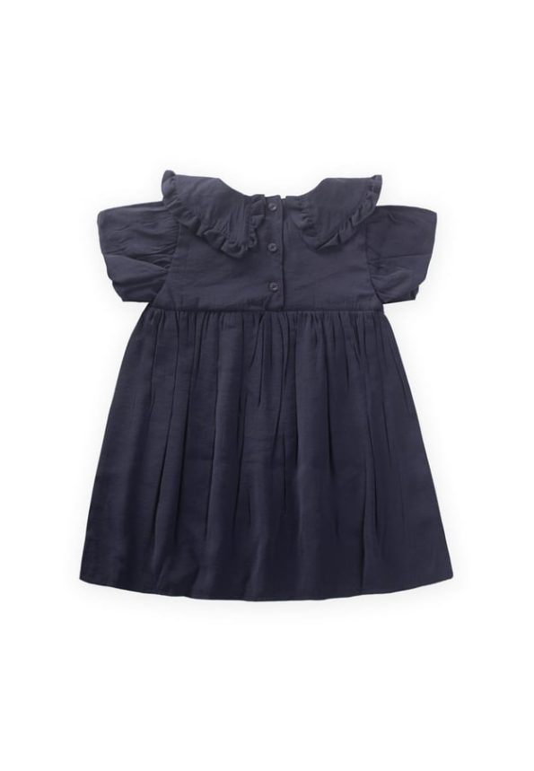 Collared Modal Dress for Ages 2-10 Navy Blue