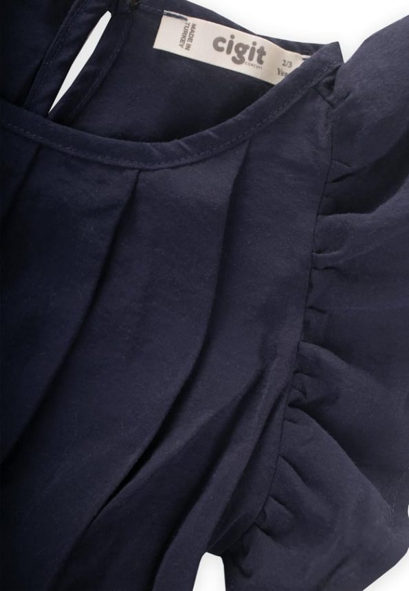 Navy Blue Pilikaşe Blouse for Ages 2-8