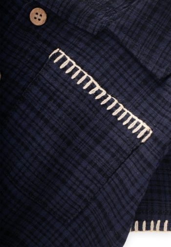 Handcrafted Detail Shirt Set for Ages 2-10 in Navy Blue
