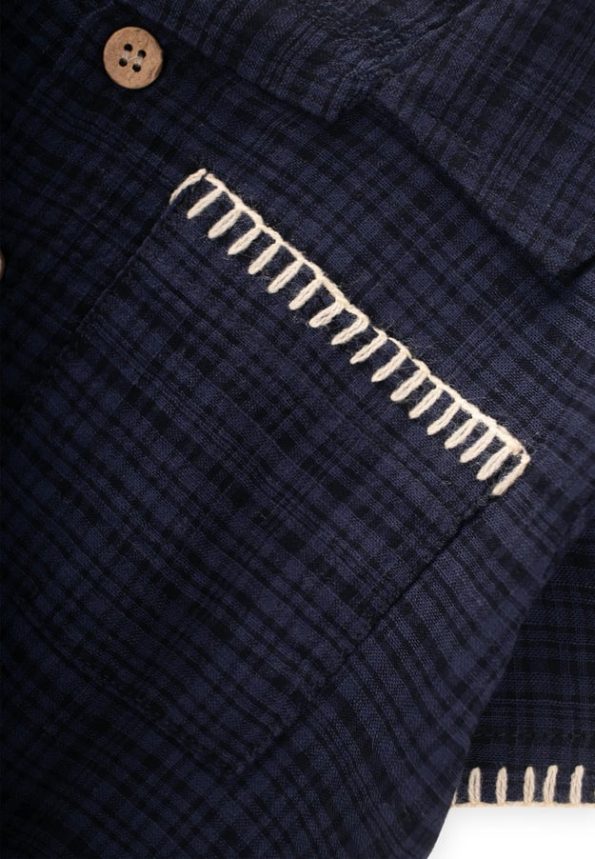 Handcrafted Detail Shirt Set for Ages 2-10 in Navy Blue