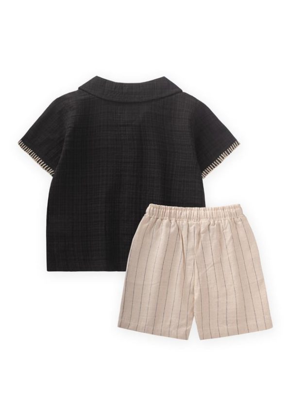 Handcrafted Detail Shirt Set for Ages 2-10 in Black
