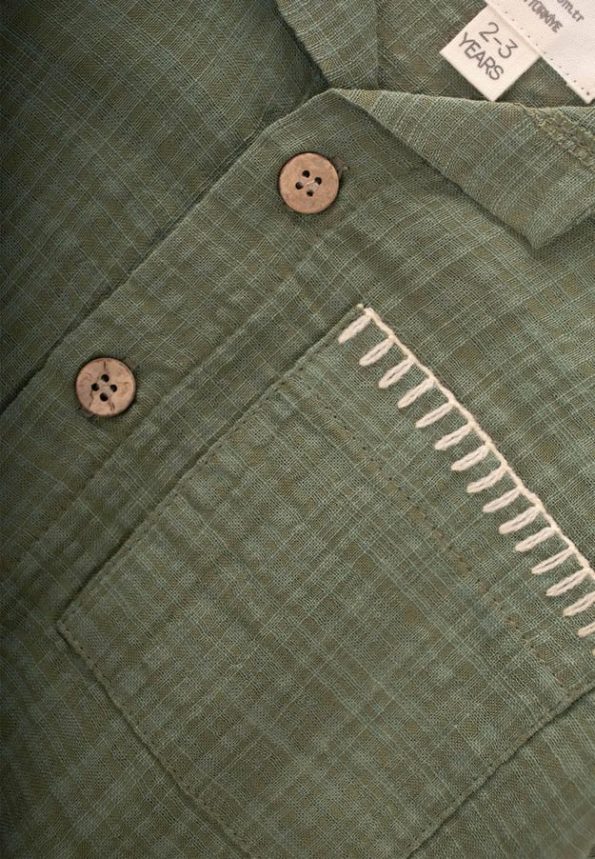 Handcrafted Detail Shirt Set for Ages 2-10 Green
