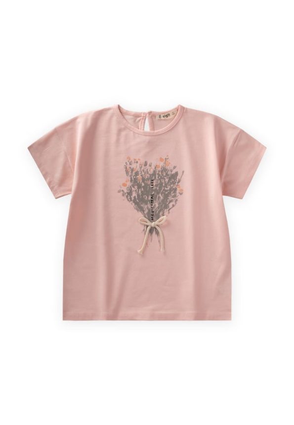 Flower Print T-Shirt for Ages 8-12 in Blush Pink