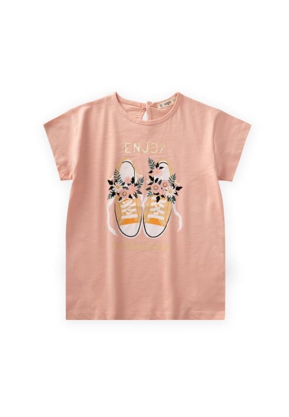 Printed T-Shirt for Kids Aged 8-12 Peach