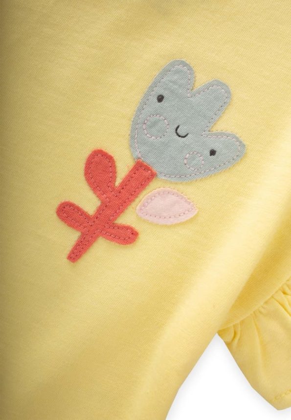 Lily Appliqué Girl's T-Shirt 1-7 Years Yellow