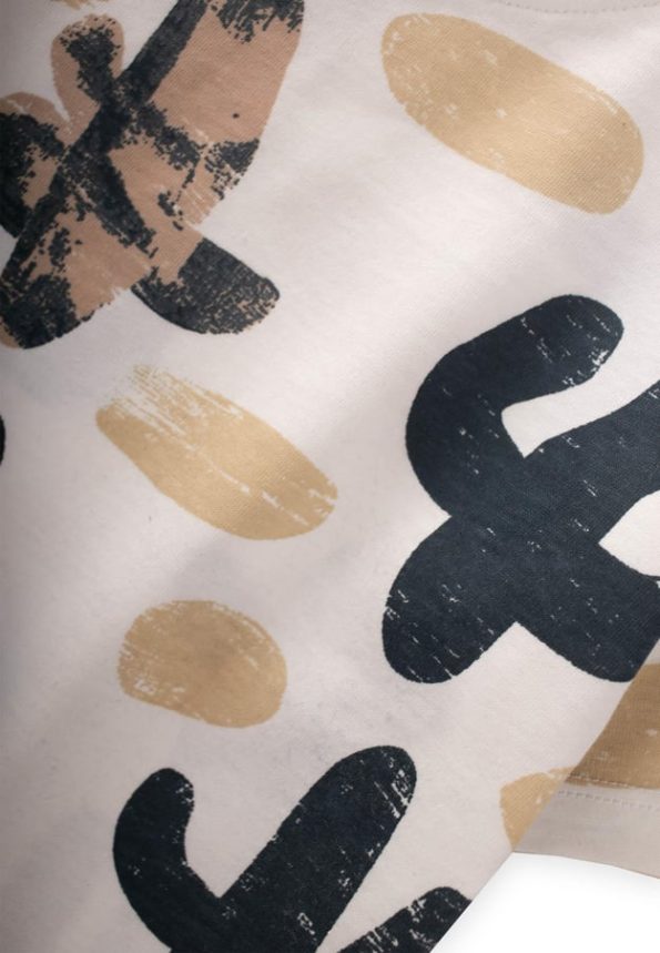 Cactus Print T-Shirt Set for Ages 2-8 Cream