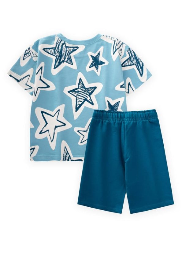 Patterned Basic Capri Set for Ages 2-10 in Turquoise