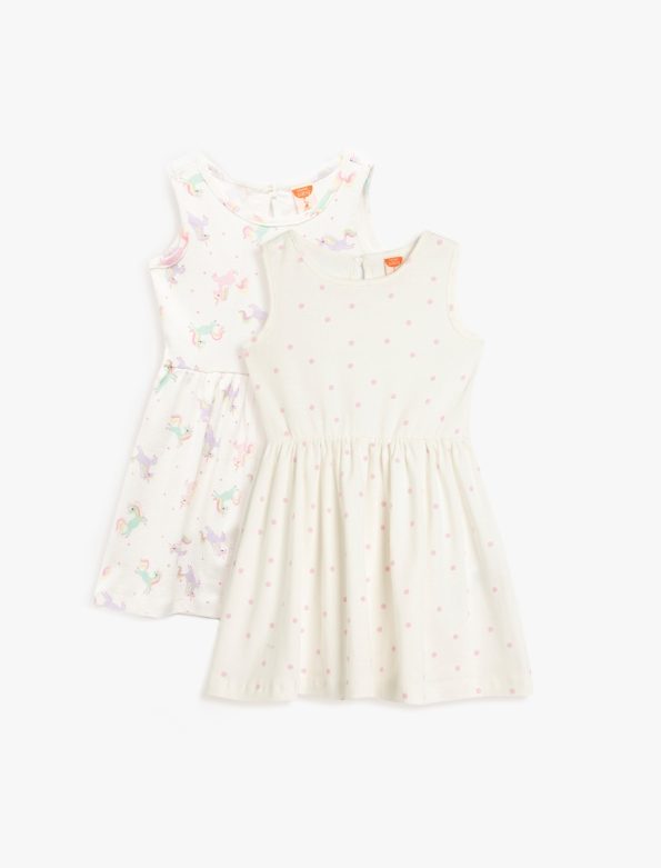 Cotton Sleeveless Polka Dot Dress Set for Baby Girls