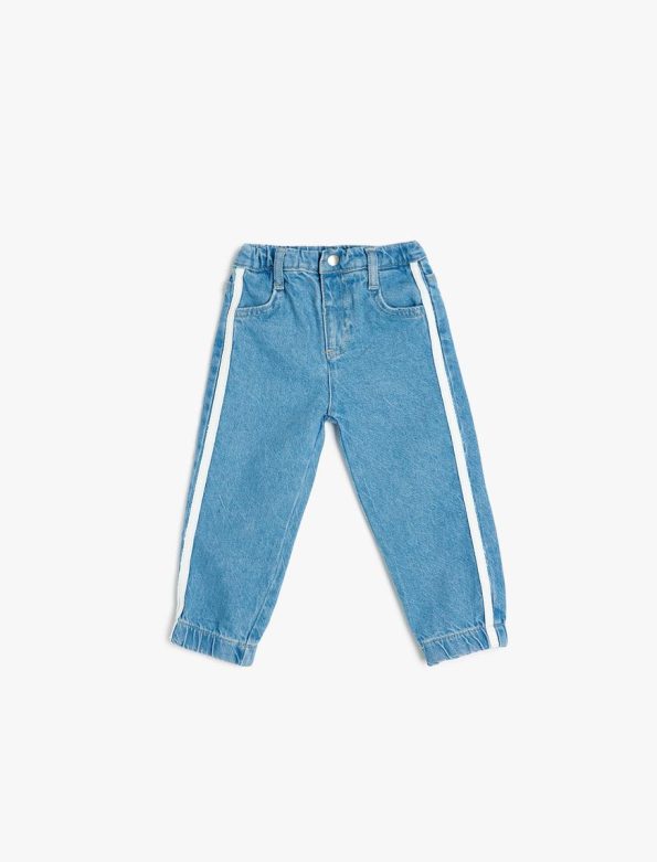 Girls' Cotton Pocket Jogger Cargo Pants with Stripe Details